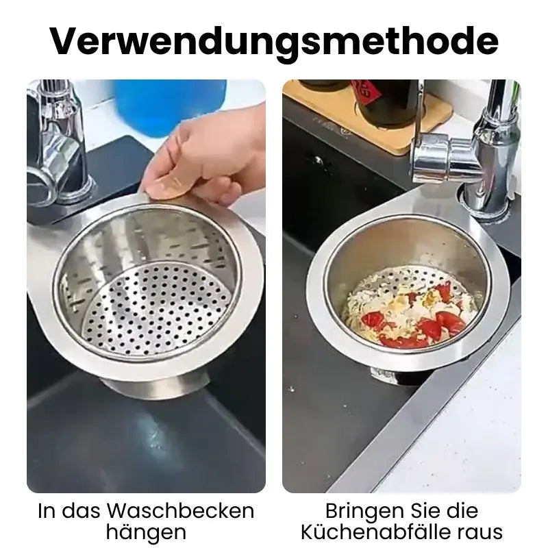 Space-saving sink strainer