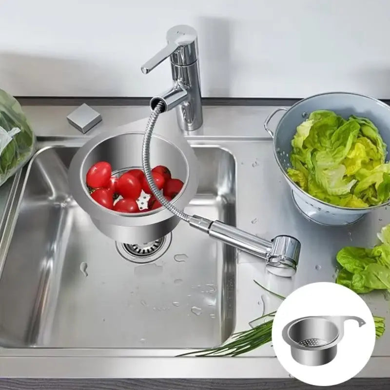 Space-saving sink strainer