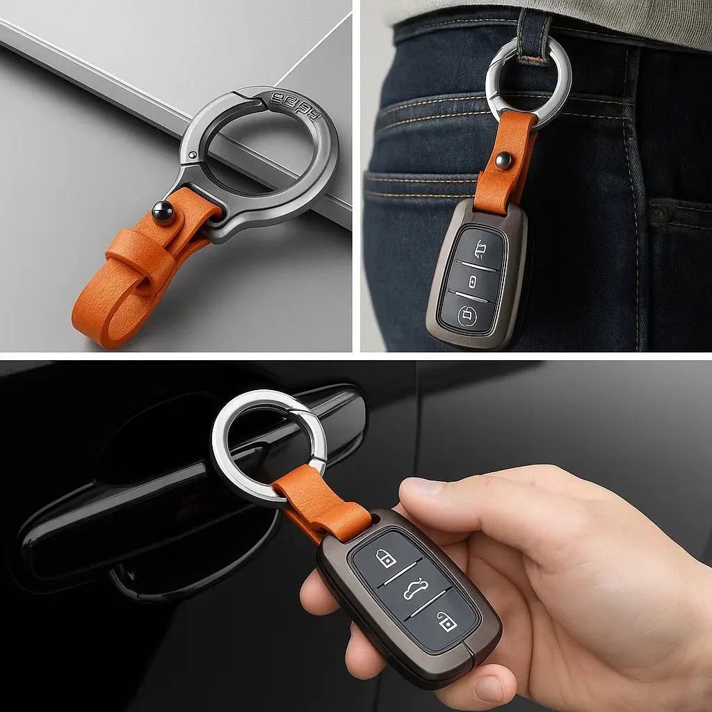 Keychain made of zinc alloy & PU leather