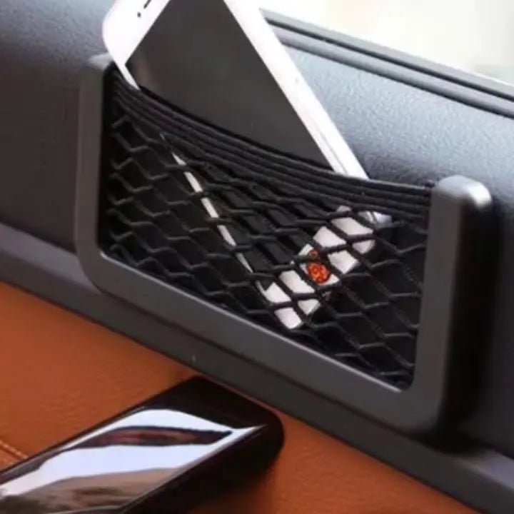 Self-adhesive net bag for the car