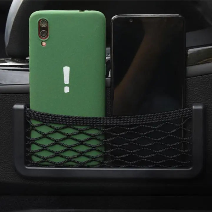 Self-adhesive net bag for the car