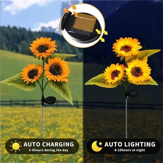 Solar-powered sunflower light for the garden