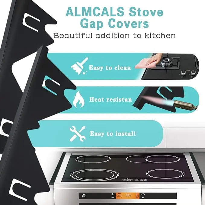 Telescopic cover strips made of stainless steel for stove gaps