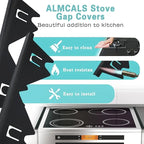 Telescopic cover strips made of stainless steel for stove gaps