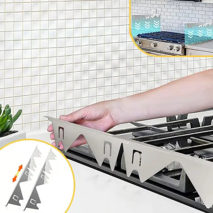 Telescopic cover strips made of stainless steel for stove gaps