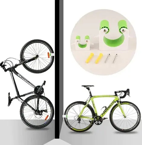 Wall-mounted holder for road & mountain bike storage