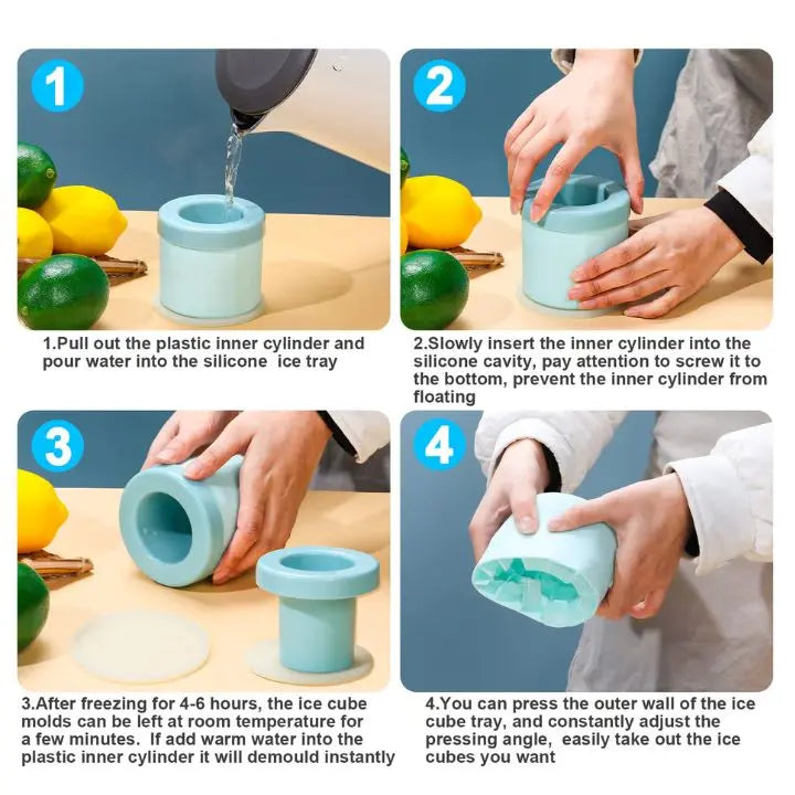 Cylindrical Ice Cube Tray made of Silicone – 60 Mini Cubes for Drinks