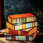 Wireless Mosaic Book Lamp – Tiffany Style Decorative Table Light for Reading & Ambience