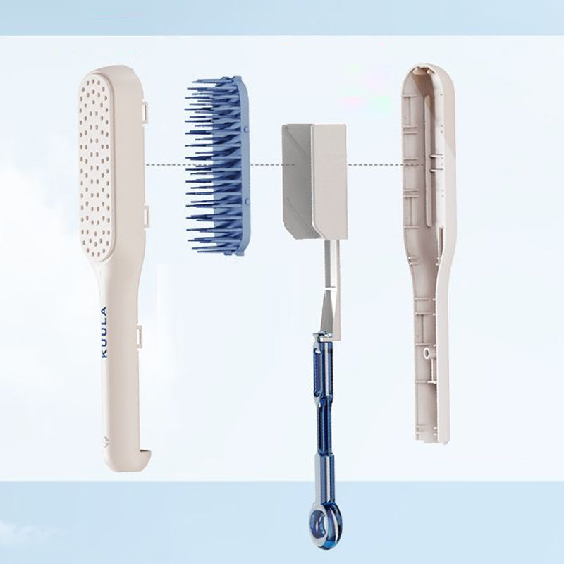 Self-cleaning anti-static massage comb