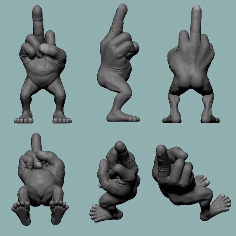 Middle finger figure with legs
