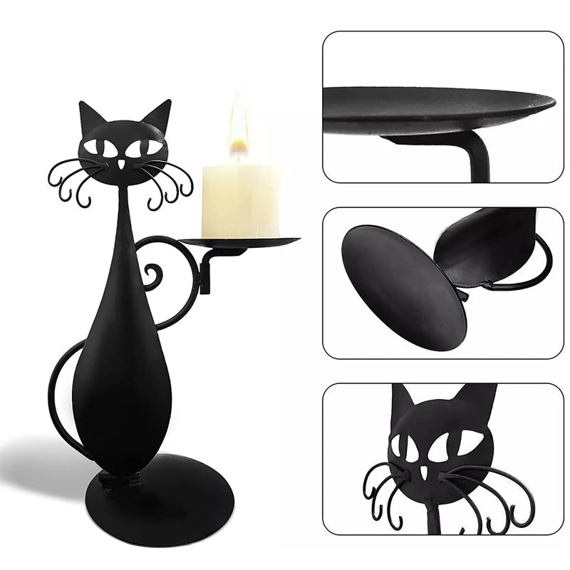 Candle holder black cat