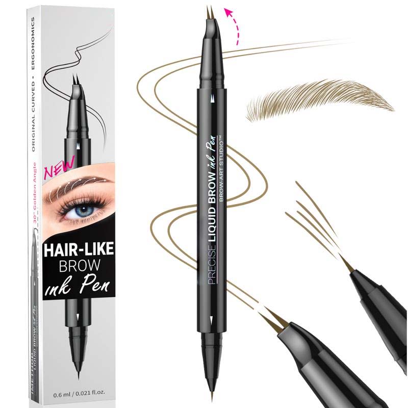 2-in-1 Dual-Ended Eyebrow Pencil with Micro-Fork Tip Applicator and Precise Brush Tip