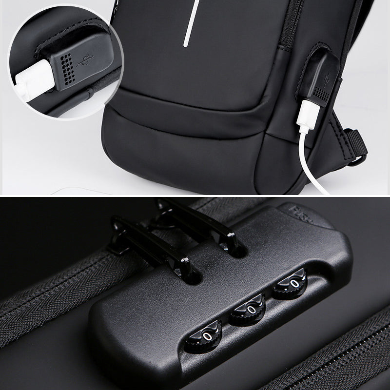 Theft-proof shoulder bag with USB charging port