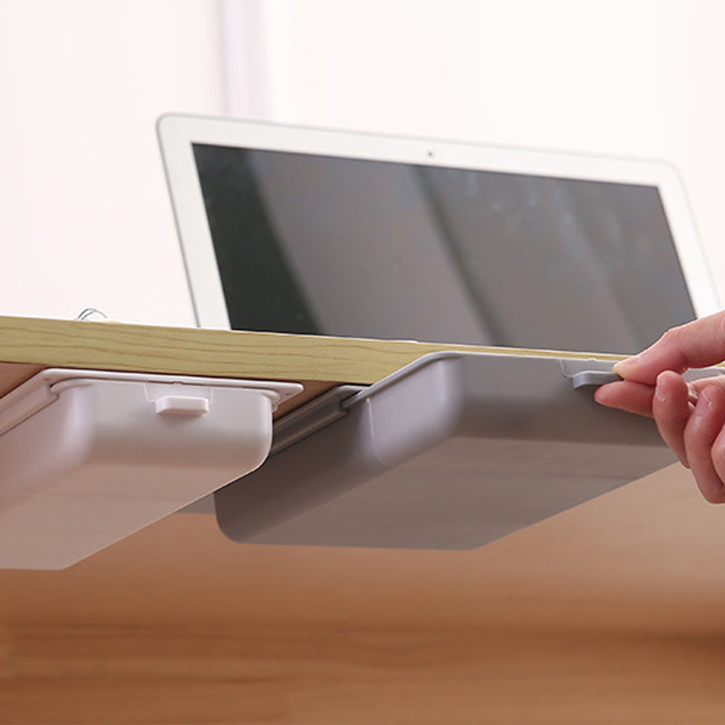 Concealed Under-Desk Storage Drawer with Push-to-Close Design