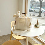 Solid Color Canvas Shopper Bag