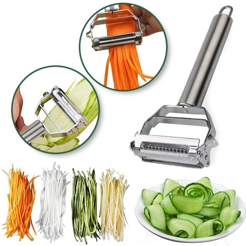 Ultra-sharp stainless steel multifunctional vegetable peeler & julienne cutter