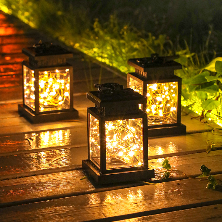 Solar LED Lantern with Light Wire and Hanging Clip – Waterproof Garden Lighting for Terrace and Balcony