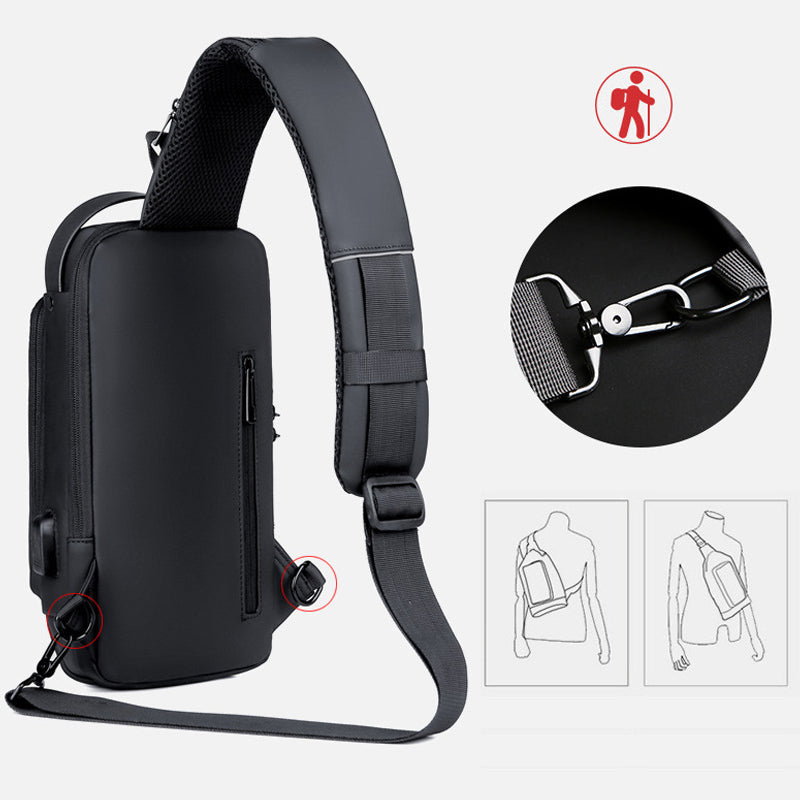 Theft-proof shoulder bag with USB charging port
