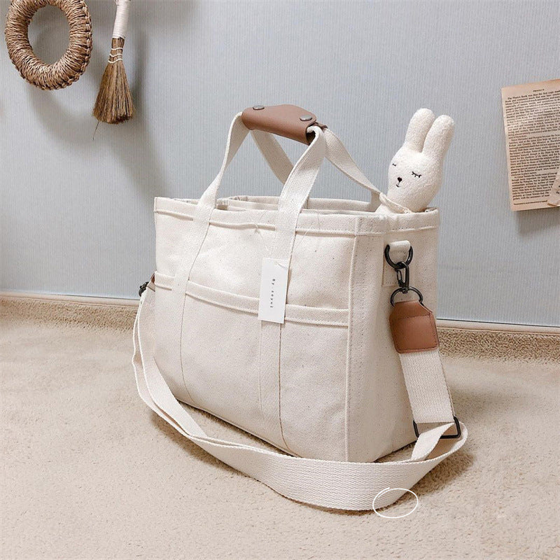 Solid Color Canvas Shopper Bag