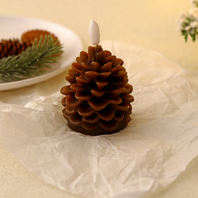 Flameless Pine Cone Candles