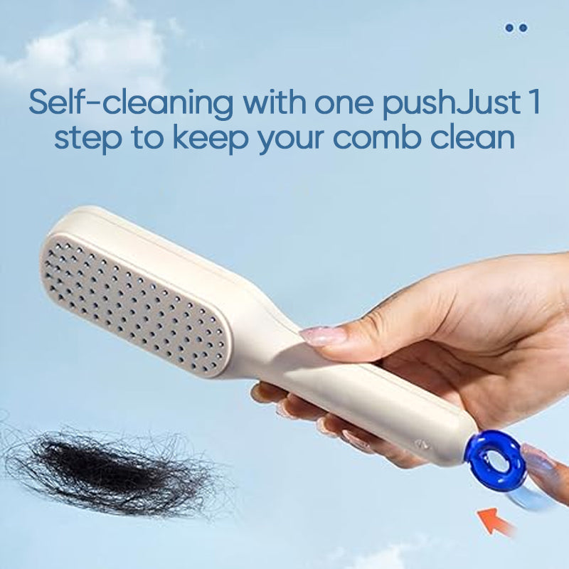 Self-cleaning anti-static massage comb
