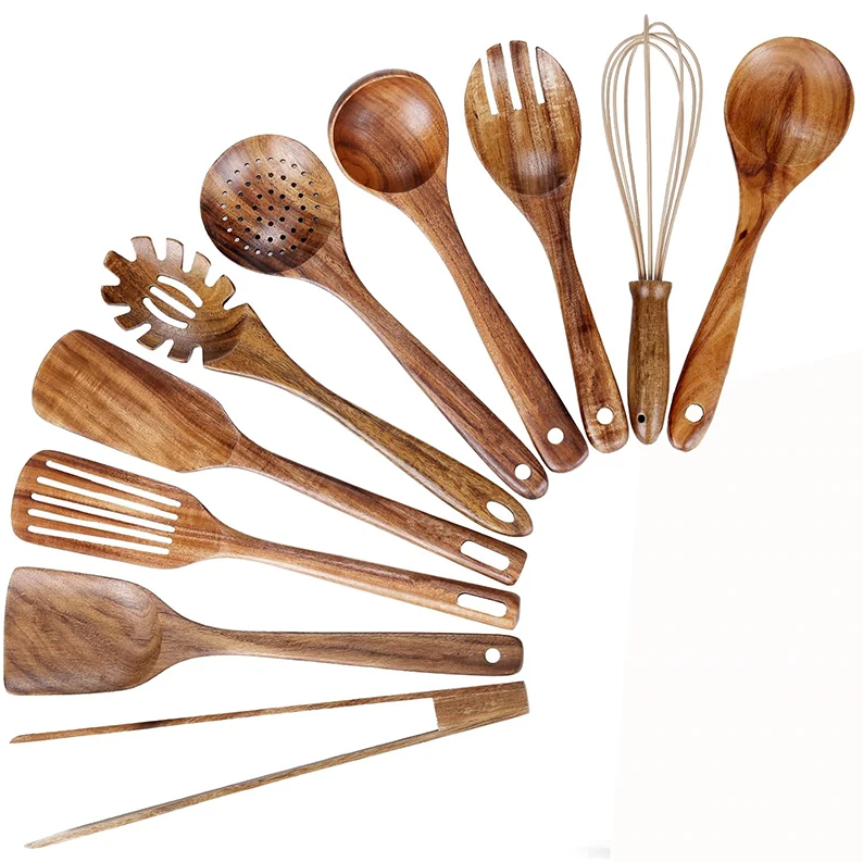 EcoWood Kitchen Utensils Set made of Wood with 10 Pieces