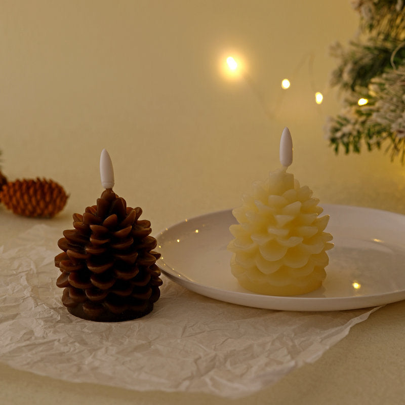 Flameless Pine Cone Candles