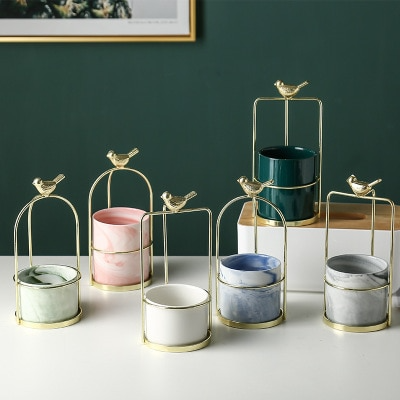 Flower plant pots with bird design for stylish decoration