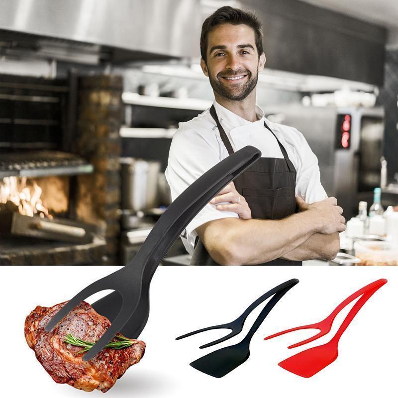 2-in-1 Tongs Handle and Elasticity Spatula