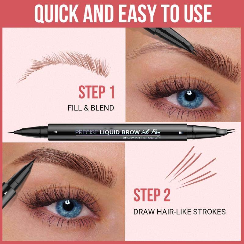 2-in-1 Dual-Ended Eyebrow Pencil with Micro-Fork Tip Applicator and Precise Brush Tip