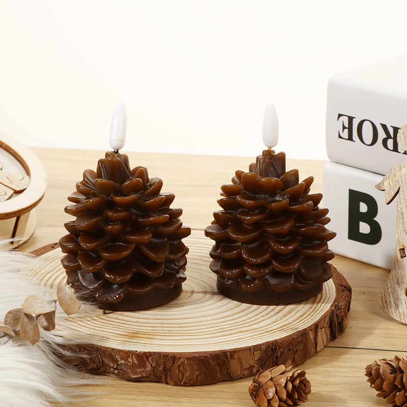 Flameless Pine Cone Candles