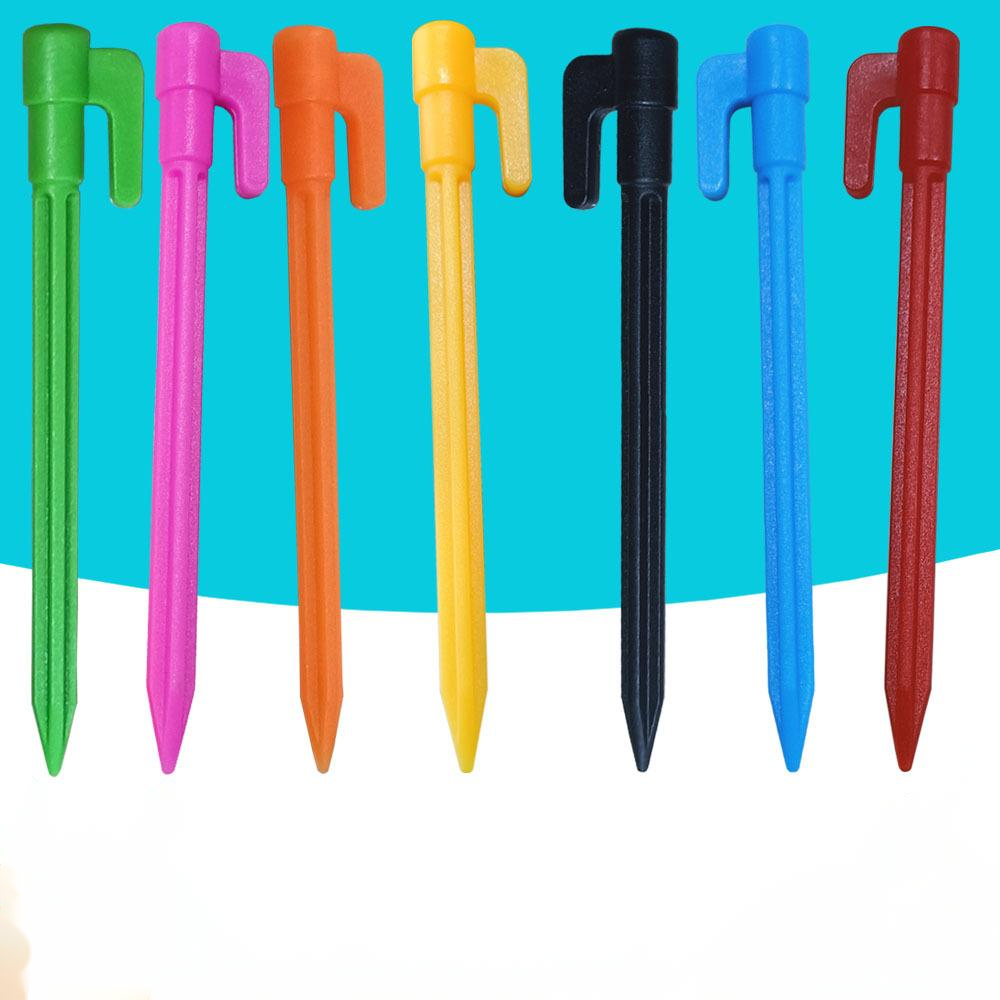 Plastic Tent Stakes with Hooks – Camping Tent Pegs for Tarps and Canopies