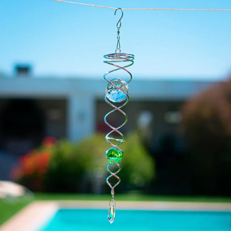 Wind Chimes Decor Crystal Gazing Ball Spiral Tail Wind Spinner Stabilizer