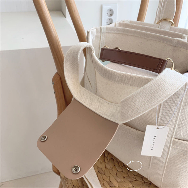 Solid Color Canvas Shopper Bag