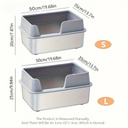 Stainless Steel Cat Litter Box | Non-Stick, High Wall Enclosure