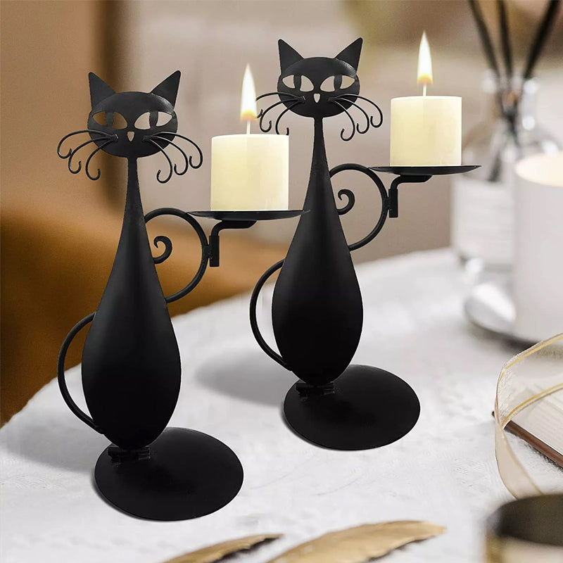 Candle holder black cat