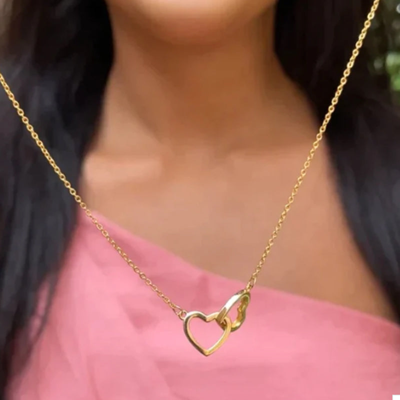Two Hearts Necklace with Rotating Rose Gift Box