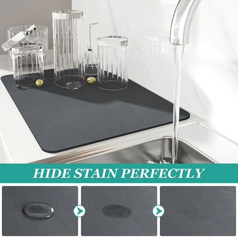 Kitchen superabsorbent drying mat