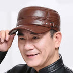 New winter hat for men with lambskin ear protection flat visor