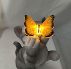 SolarPurr Garden Light | LED Cat Figure with Butterfly | Solar Powered | Weatherproof | Outdoor Decoration