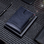 Theft-proof magnetic card holder made of genuine leather