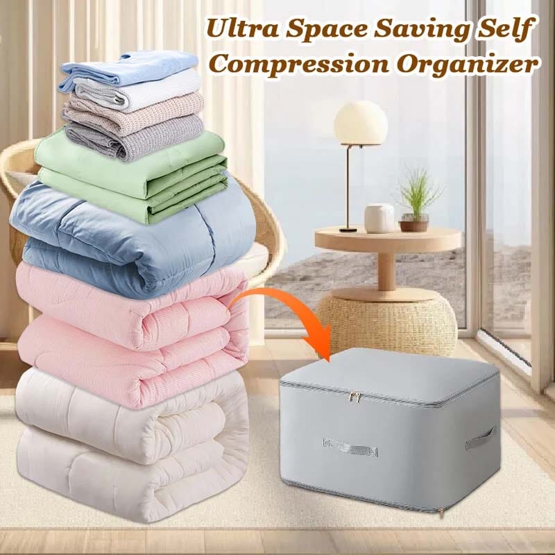 Extremely space-saving, self-compression Organizer