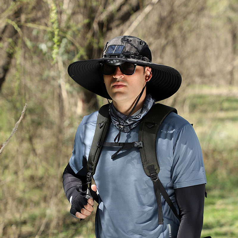 Solar and USB Charging Fan Outdoor Fishing Hat