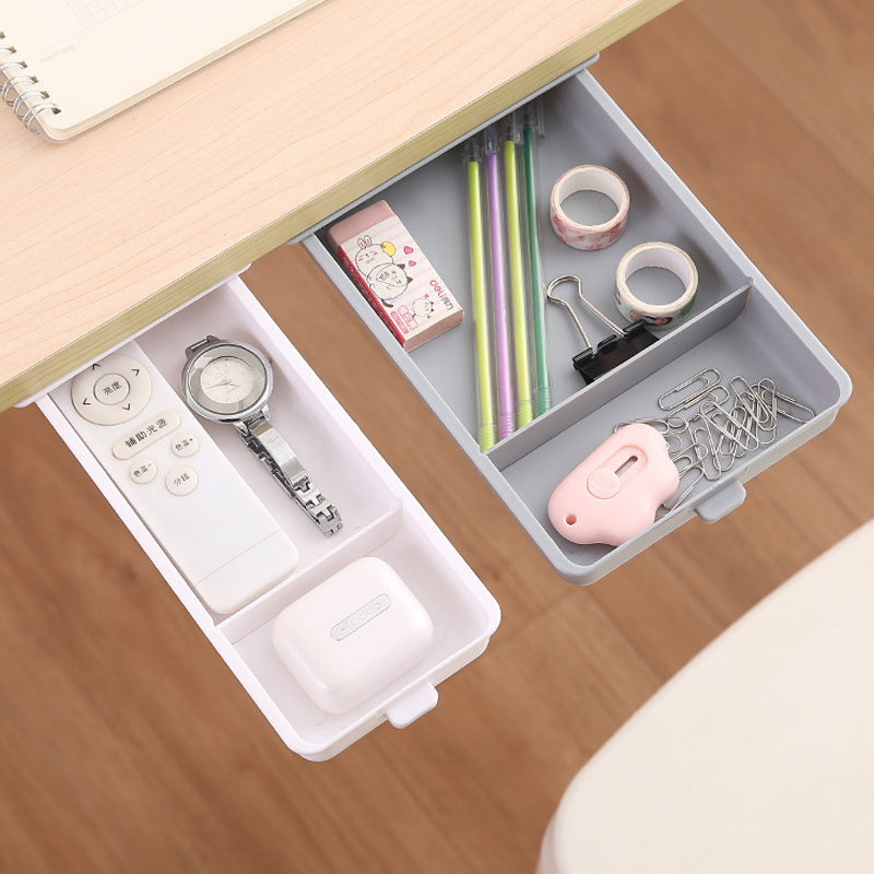 Concealed Under-Desk Storage Drawer with Push-to-Close Design