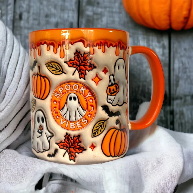Pumpkin Coffee Mug with Ghost