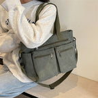 Single-colored Corduroy Tote Bag