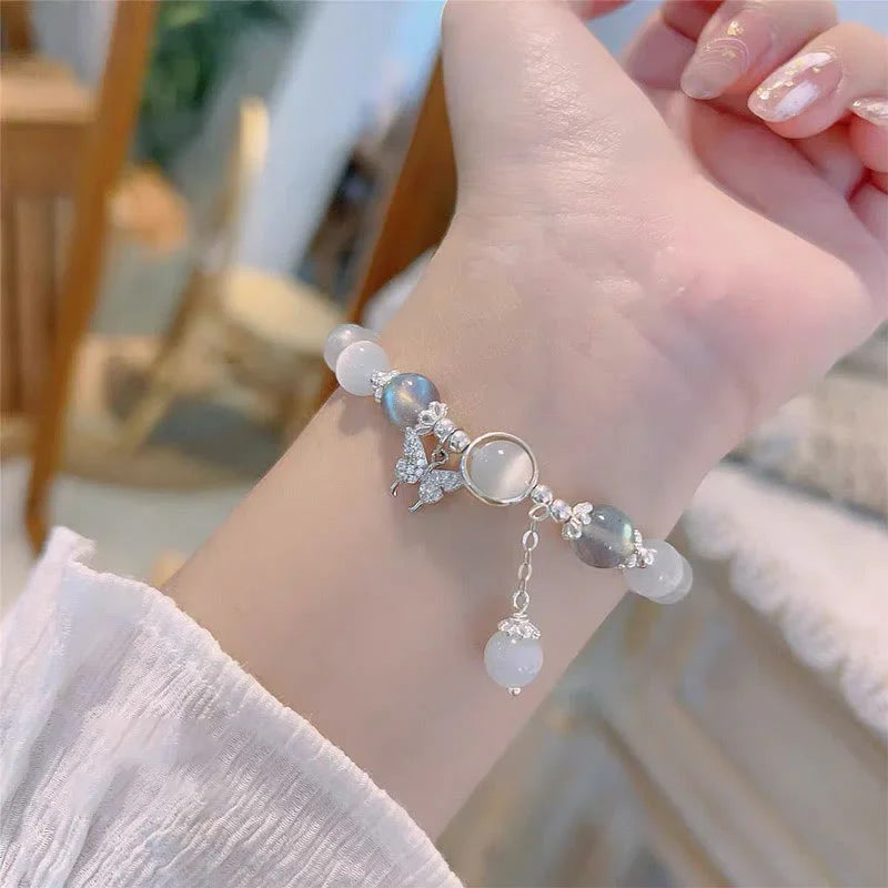Imitation Cat's Eye Crystal Butterfly Bracelet