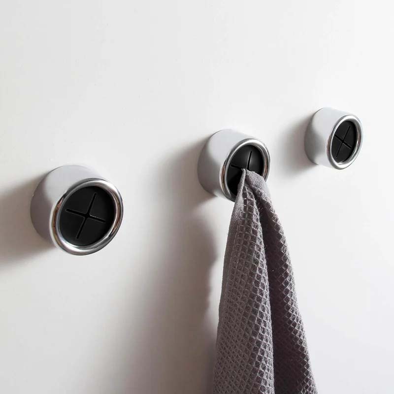 Round self-adhesive towel hooks for the kitchen