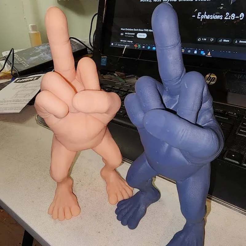 Middle finger figure with legs