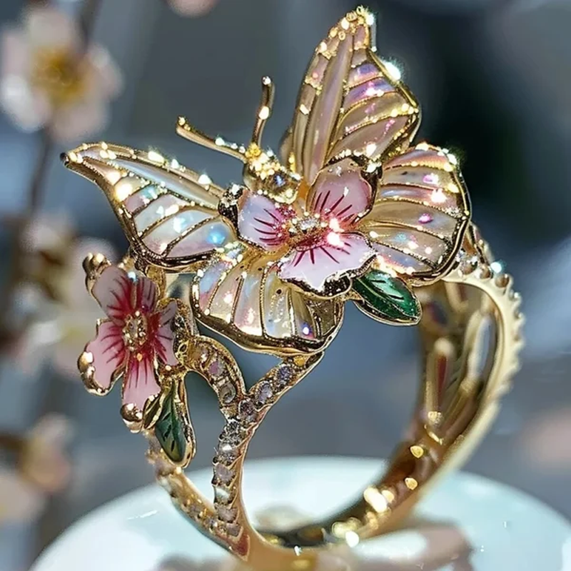 Butterfly flower ring